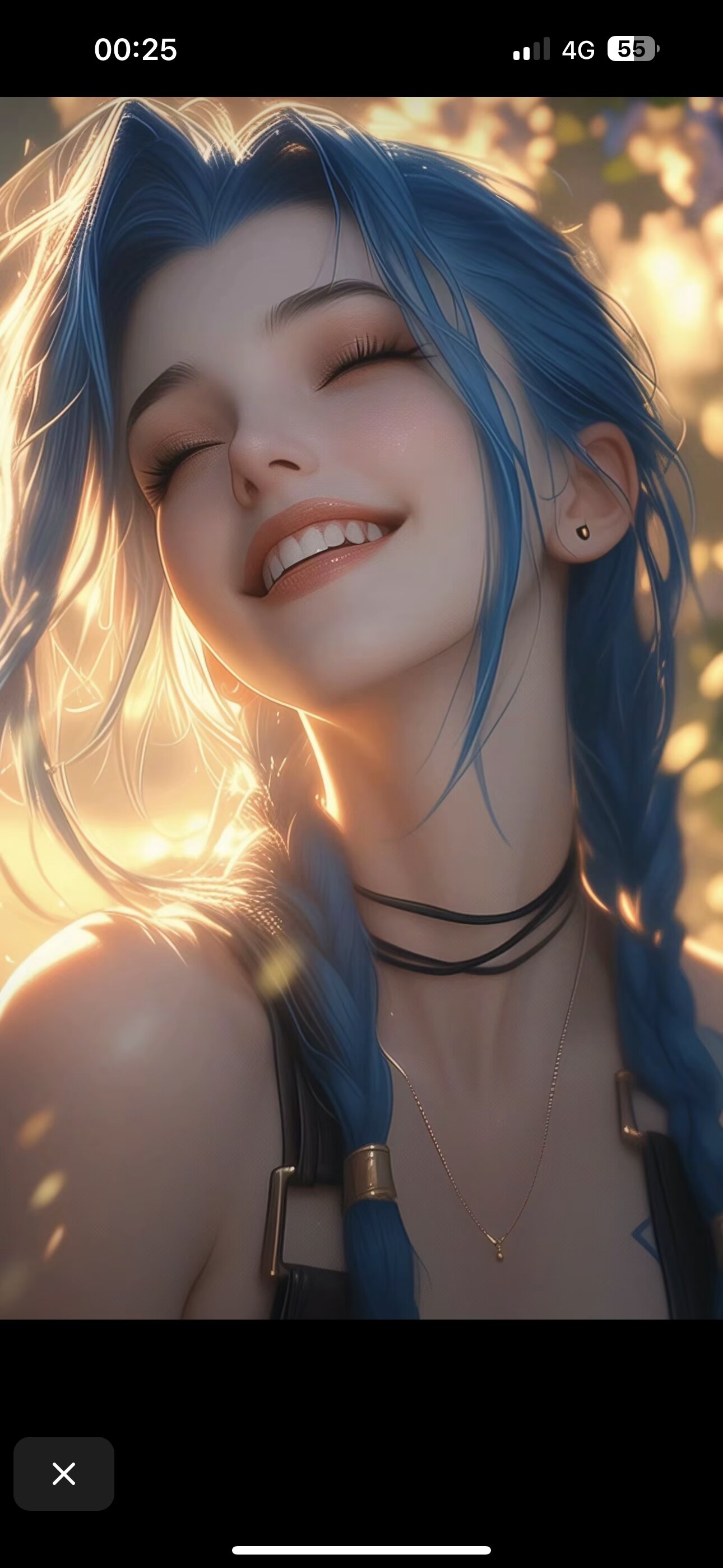 蓝色头发美女手机壁纸-小P的个人笔记