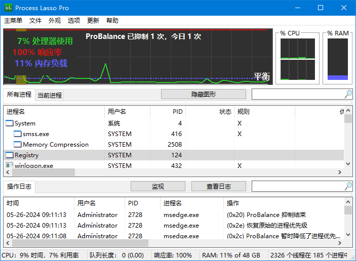 Process Lasso - 智能系统优化与进程优先级管理工具 v16.1.0.46 多语便携版-小P的个人笔记